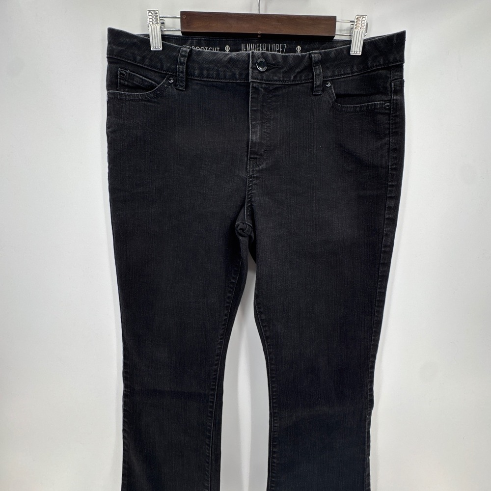 Jennifer Lopez Bootcut Leg Jeans Womens Petite 14S Black‎ Denim Stretch Mid Rise